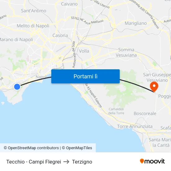 Tecchio - Campi Flegrei to Terzigno map