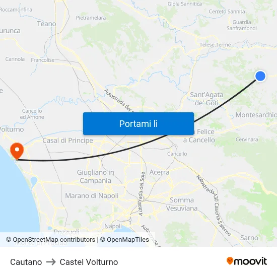 Cautano to Castel Volturno map