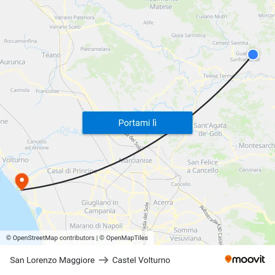 San Lorenzo Maggiore to Castel Volturno map