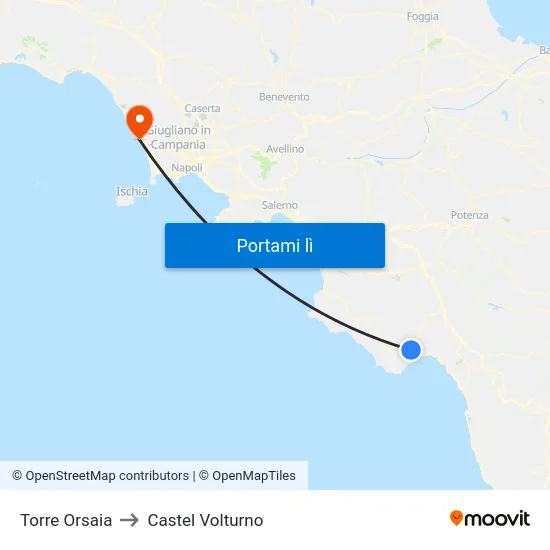 Torre Orsaia to Castel Volturno map