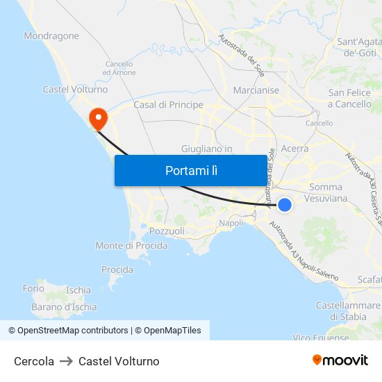 Cercola to Castel Volturno map