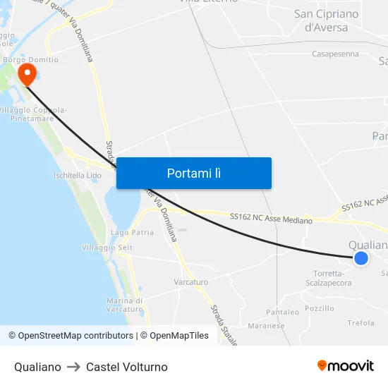 Qualiano to Castel Volturno map