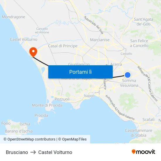 Brusciano to Castel Volturno map