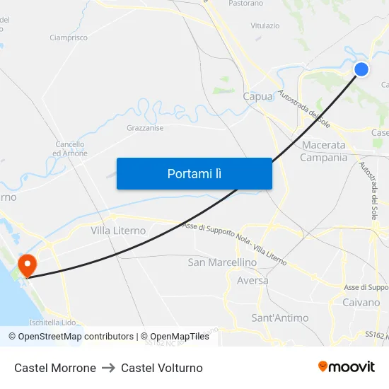 Castel Morrone to Castel Volturno map