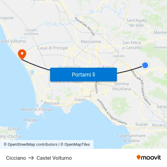 Cicciano to Castel Volturno map