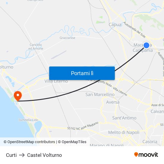 Curti to Castel Volturno map
