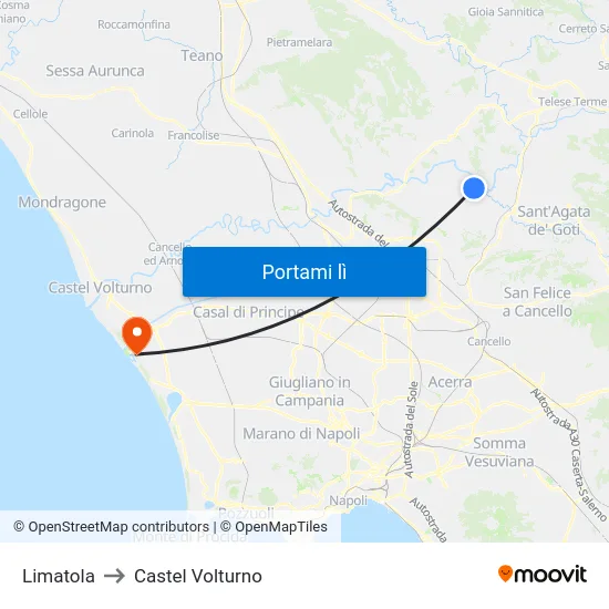 Limatola to Castel Volturno map