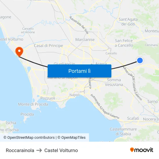 Roccarainola to Castel Volturno map
