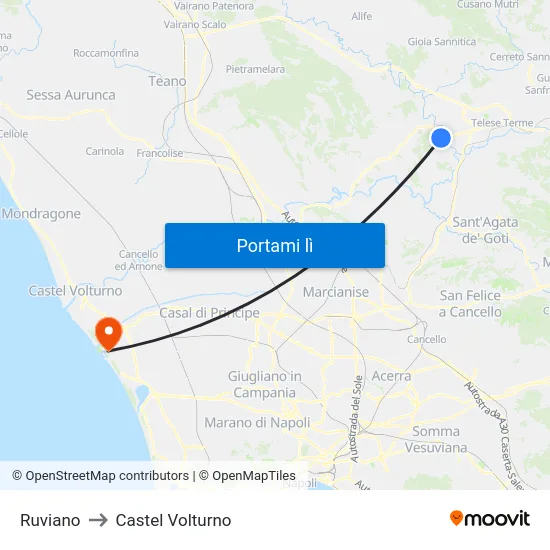 Ruviano to Castel Volturno map