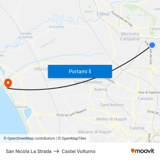 San Nicola La Strada to Castel Volturno map