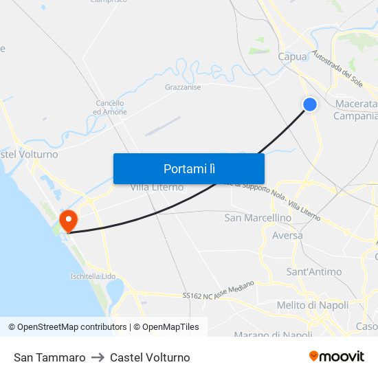 San Tammaro to Castel Volturno map