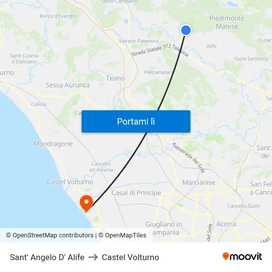 Sant' Angelo D' Alife to Castel Volturno map