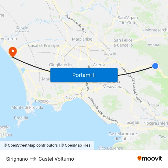 Sirignano to Castel Volturno map