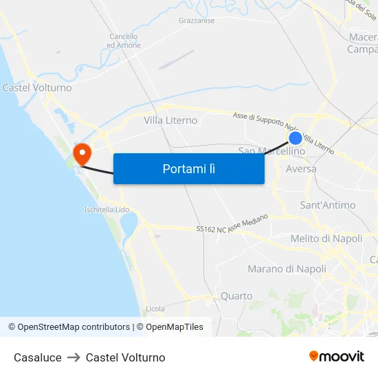Casaluce to Castel Volturno map