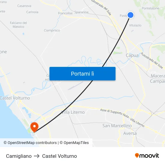 Camigliano to Castel Volturno map