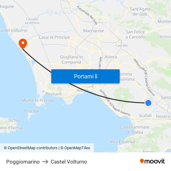 Poggiomarino to Castel Volturno map