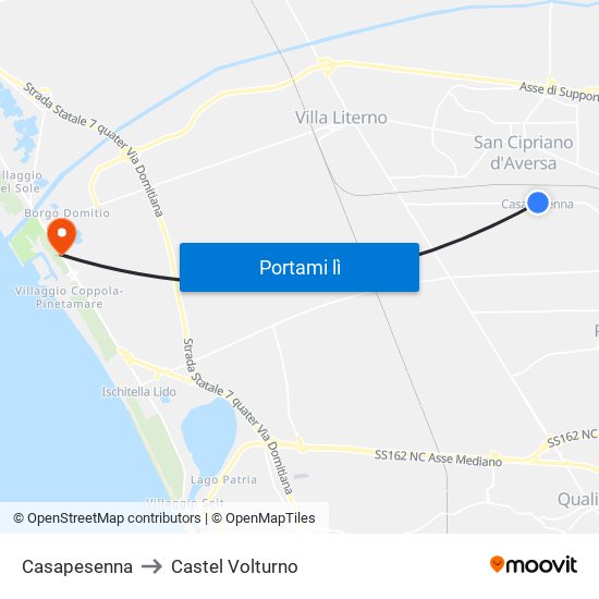 Casapesenna to Castel Volturno map