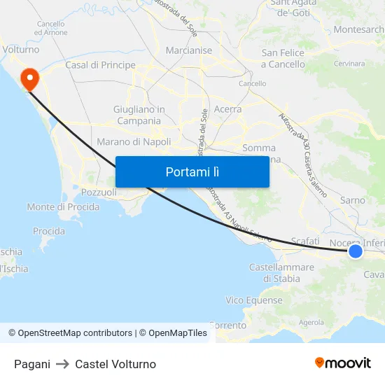 Pagani to Castel Volturno map