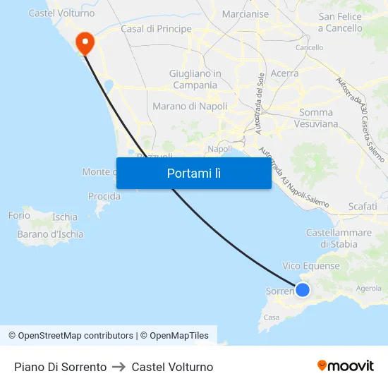 Piano Di Sorrento to Castel Volturno map