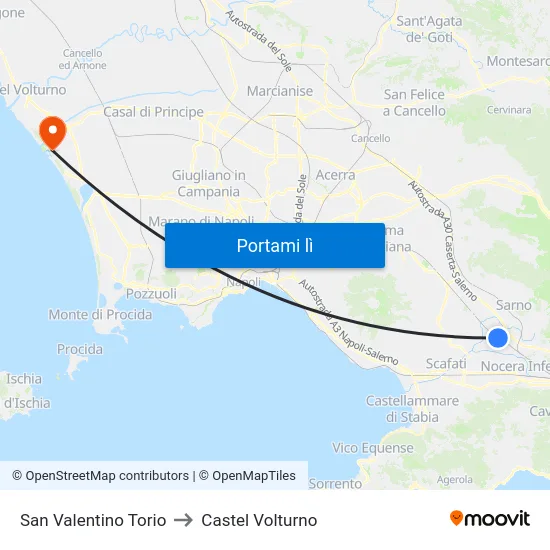 San Valentino Torio to Castel Volturno map