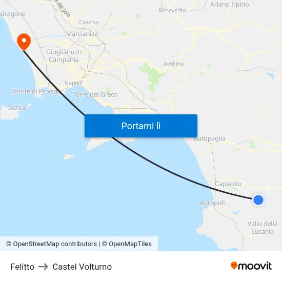 Felitto to Castel Volturno map