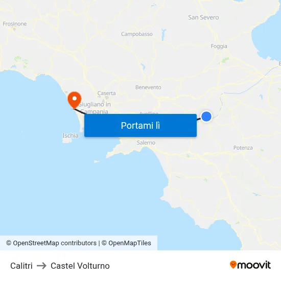 Calitri to Castel Volturno map