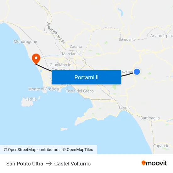 San Potito Ultra to Castel Volturno map