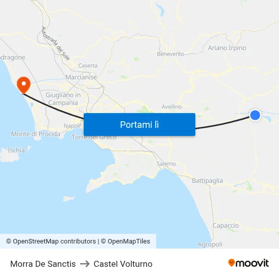 Morra De Sanctis to Castel Volturno map