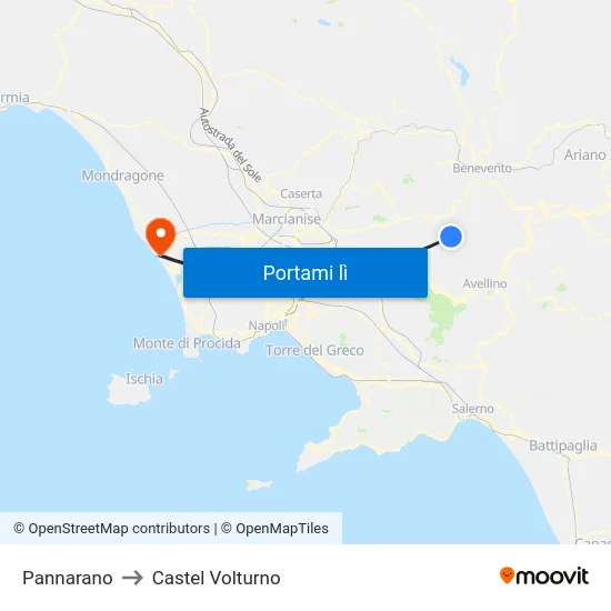 Pannarano to Castel Volturno map