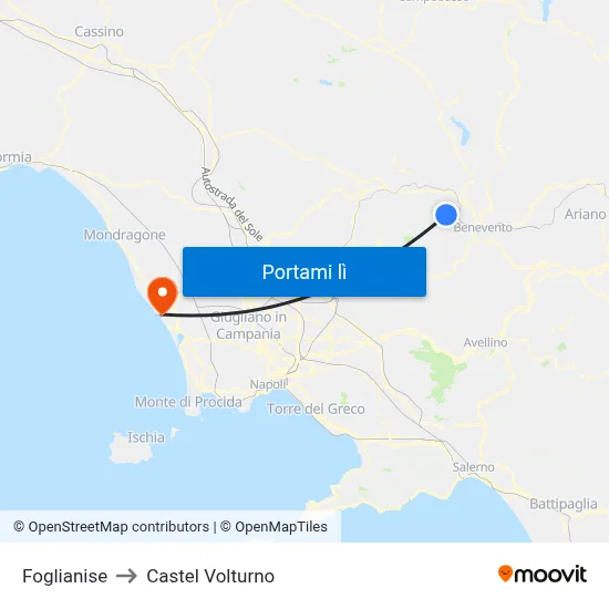 Foglianise to Castel Volturno map