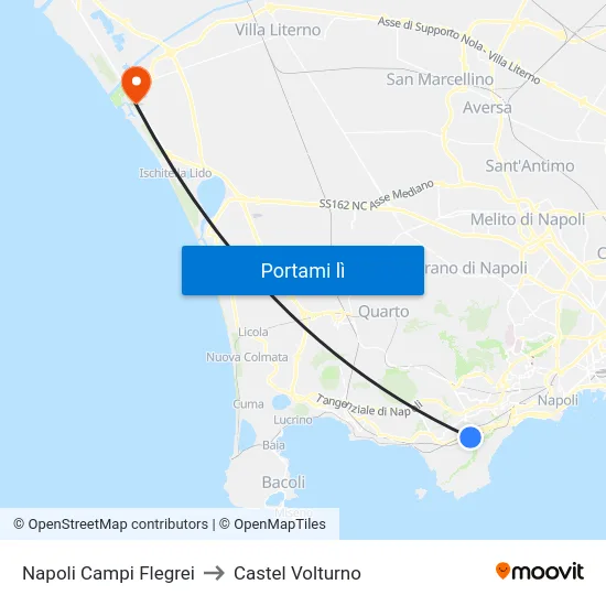 Napoli Campi Flegrei to Castel Volturno map
