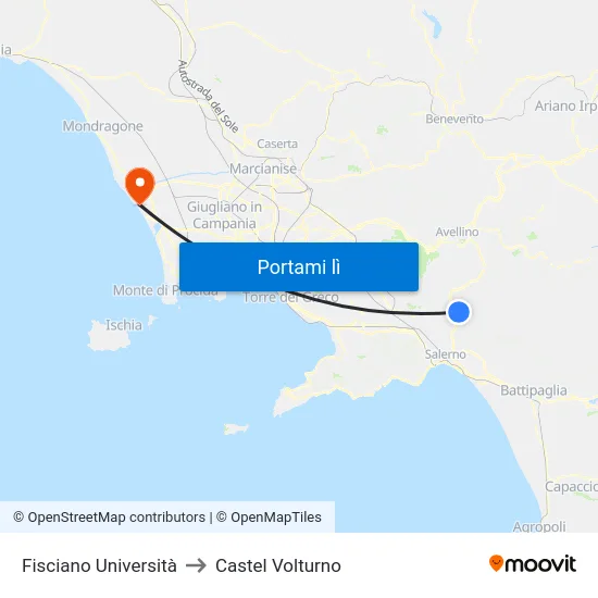Fisciano Università to Castel Volturno map