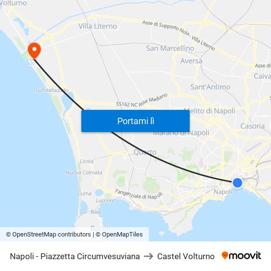 Napoli - Piazzetta Circumvesuviana to Castel Volturno map