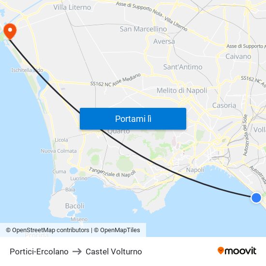Portici-Ercolano to Castel Volturno map