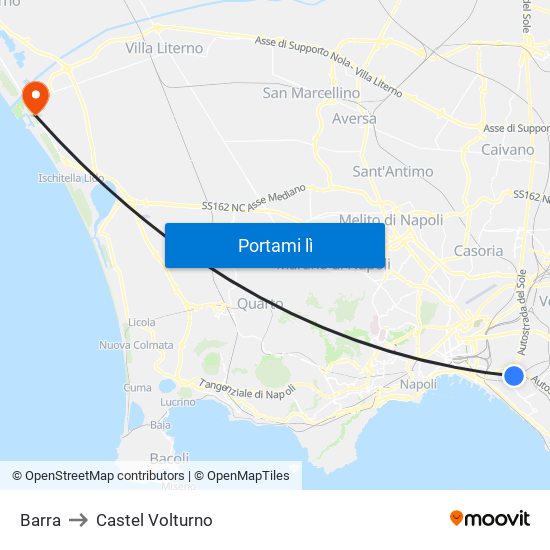 Barra to Castel Volturno map