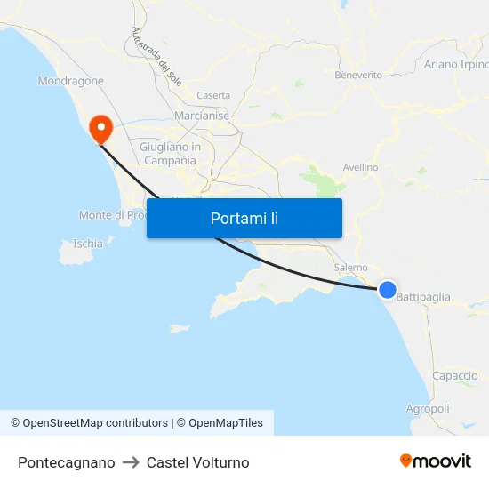 Pontecagnano to Castel Volturno map