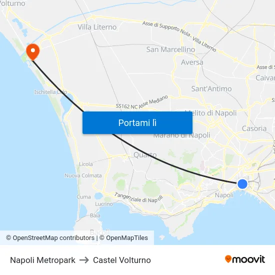Napoli Metropark to Castel Volturno map