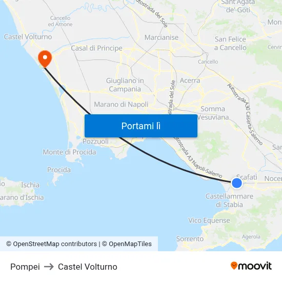 Pompei to Castel Volturno map