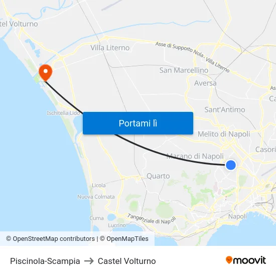 Piscinola-Scampia to Castel Volturno map
