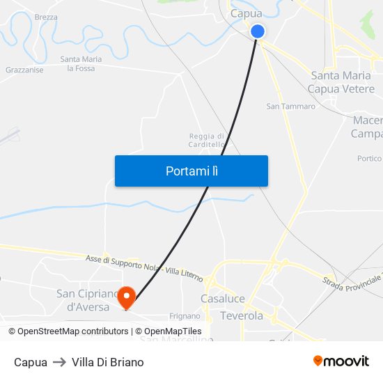 Capua to Villa Di Briano map