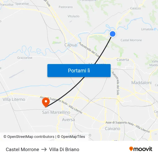 Castel Morrone to Villa Di Briano map