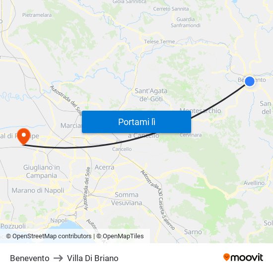 Benevento to Villa Di Briano map
