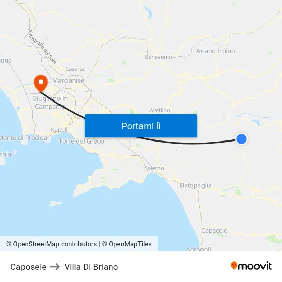 Caposele to Villa Di Briano map