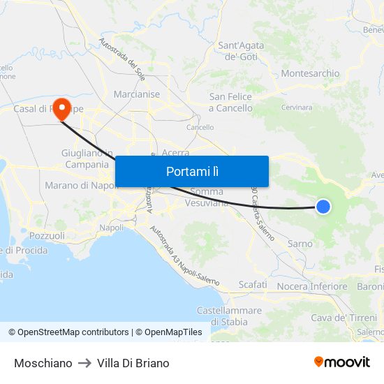 Moschiano to Villa Di Briano map