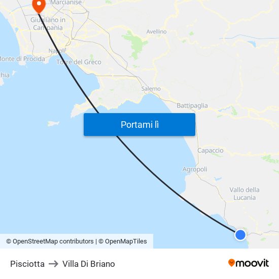 Pisciotta to Villa Di Briano map