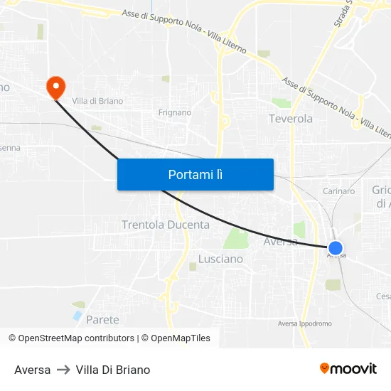 Aversa to Villa Di Briano map