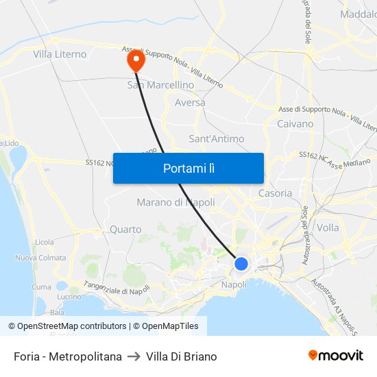Foria - Metropolitana to Villa Di Briano map