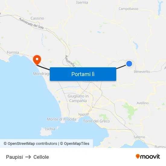 Paupisi to Cellole map