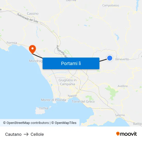 Cautano to Cellole map
