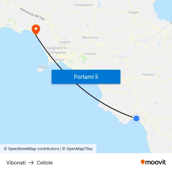 Vibonati to Cellole map